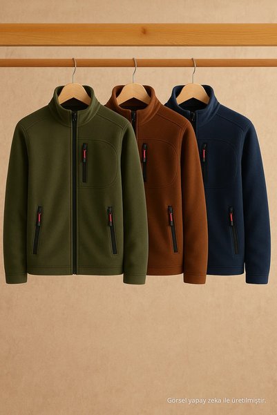 COMBİNE MİCHAİL Men's Winter Zip-Up Comfortable 3-Piece Sweatshirt