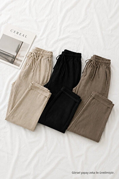 COMBİNE MİCHAİL Men's Casual Wide Leg 3-Piece Linen Trousers
