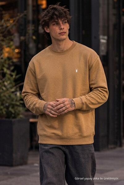 COMBİNE MİCHAİL Örme Kışlık Günlük Karamel Erkek Sweatshirt