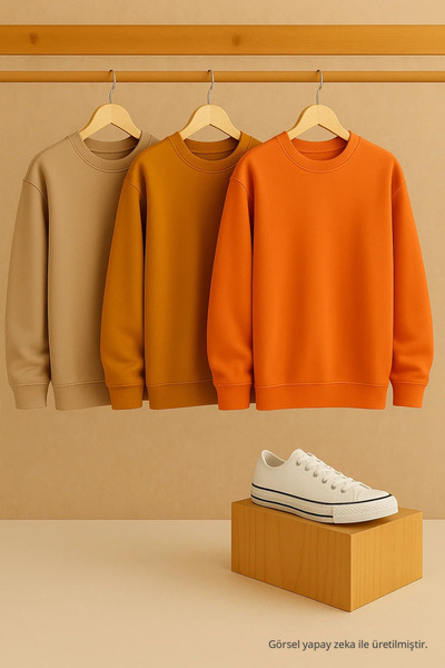 COMBİNE MİCHAİL Women's Crew Neck Oversized 3-Piece Sweatshirt