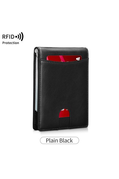 choice2 محفظة رجالية نحيفة مزدوجة الطي من الجلد الأسود QB344-0 مع حماية RFID ...