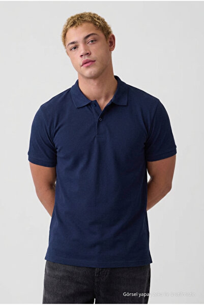 COMBİNE MİCHAİL Men's School & Casual Flare Navy Blue T-Shirt