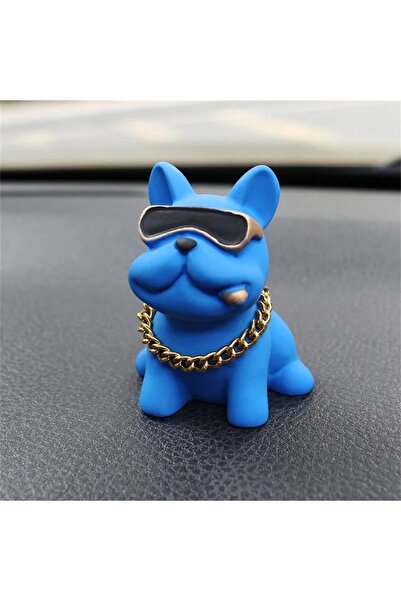 choice2 Blue Wear-resistant Bulldog Car Ornaments Feel Comfortable Resin Mate...