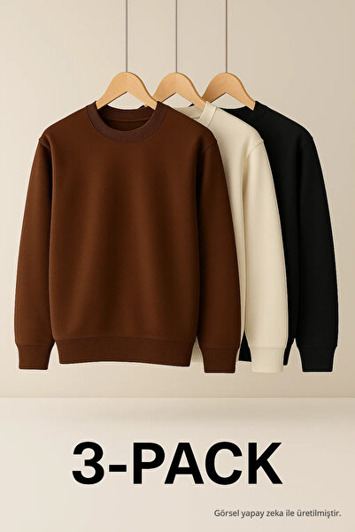 COMBİNE MİCHAİL Erkek Günlük Trend Oversize Bol 3 Lü Kazak