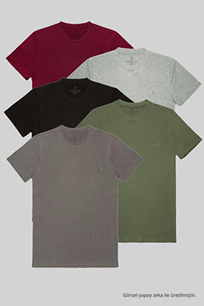 COMBİNE MİCHAİL Ανδρικό T-shirt με λαιμόκοψη Crew, στενή εφαρμογή, Basic Μπορ...