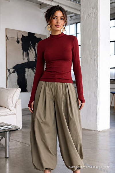 COMBİNE MİCHAİL Γυναικεία μπλούζα Slim Cut από βισκόζη Casual Claret Red