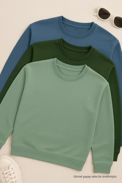COMBİNE MİCHAİL Erkek Uzun Kol Bisiklet Yaka 3 Lü Swetshirt