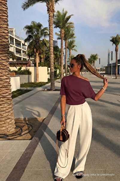 COMBİNE MİCHAİL Kadın Günlük Slim Basic Bordo Bluz