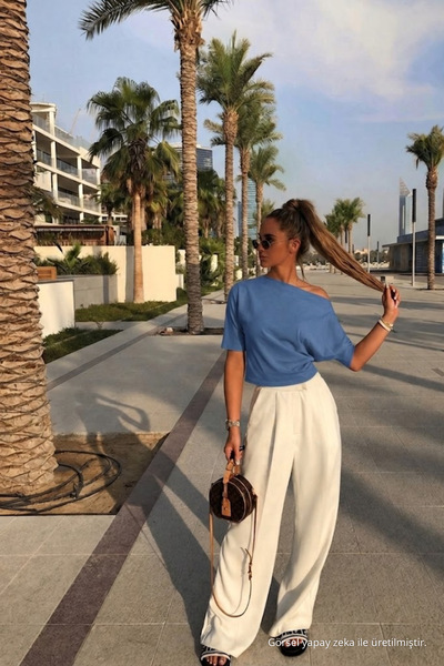 COMBİNE MİCHAİL Kadın Günlük Slim Basic Mavi Bluz