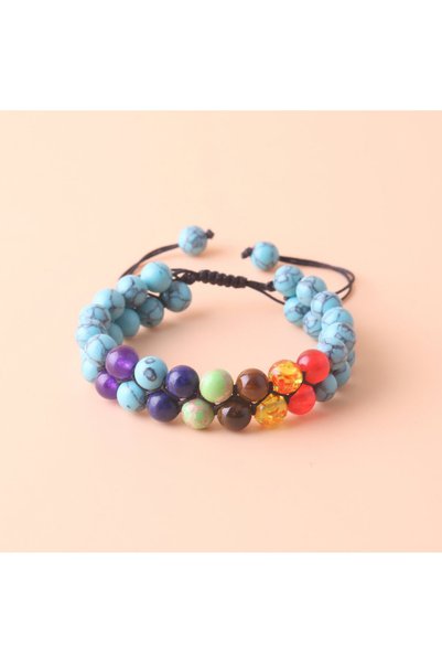 Choice1 8mm Turquoise Top Plaza 7 Chakra Treatment Crystal Bracelet Yoga Ston...
