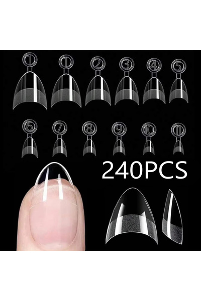 Choice Ivory 120/240 pcs Half Cover Almond Fake Nails Half Matte Pre Buff Acr...