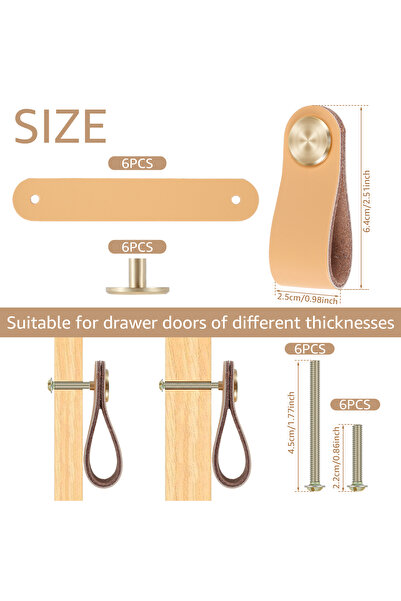Choice flesh color 6pcs 12/6Pcs Leather Drawer Pulls Leather Handles Cabinet ...