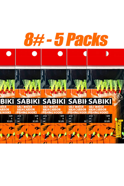 Choice1 Size8 5Packs TAKBAS Glow-in-the-Dark Sabiki Rig Set 5/10packs, High-S...