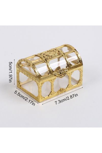 Choice as picture shown Golden Vintage Treasure Chest Storage Box Transparent...