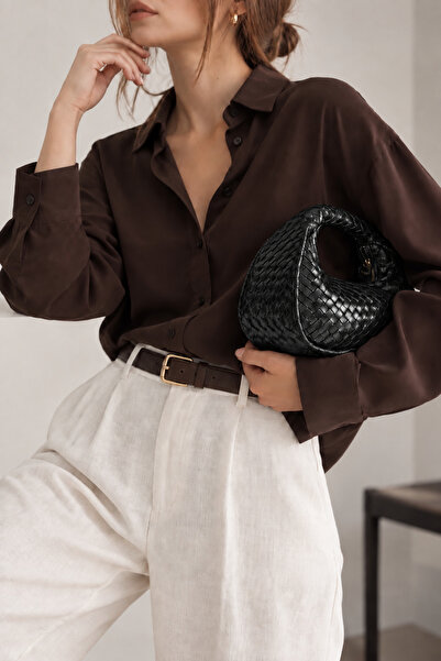 Çantacımstore Kadın Mini Clutch Örgülü El Çantası Siyah