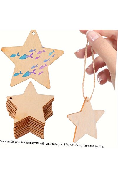 Choice 8-9cm 2MM 40 pcs star 10/40 Pieces 3.15"/8cm Star Wood Slices, DIY Orn...
