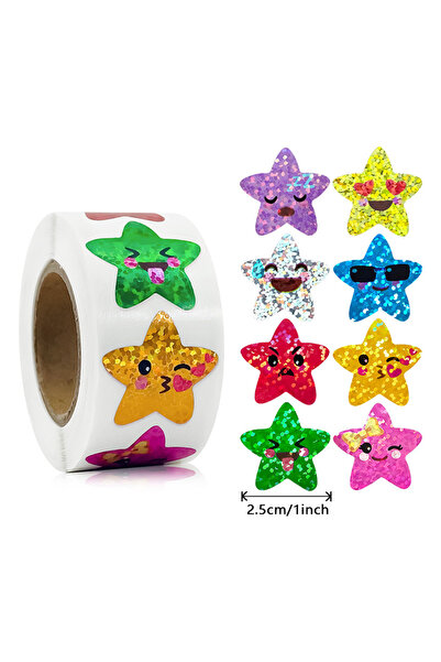 Choice B 1Roll (500pcs) 500/1000pcs Colorful Star Adhesive Holographic Star S...