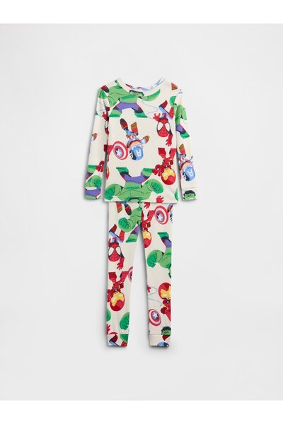 GAP Bebek Kırık Beyaz Marvel Avengers Grafik Baskılı Pijama Takımı