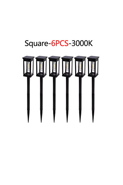 Choice3 Warm White 6PCS-Square 2/4/6Pcs Retro Solar Pathway Warm Lights Outdo...