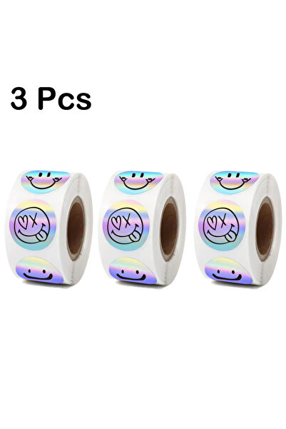 choice2 3 Pcs 500 Stick/Roll Rainbow Laser stickers Smiley thanks sticker mat...