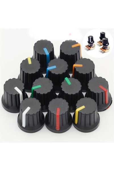 Choice 30pcs/lot WH148 Potentiometer Knobs 15X17mm 6mm Potentiometer Plastic ...