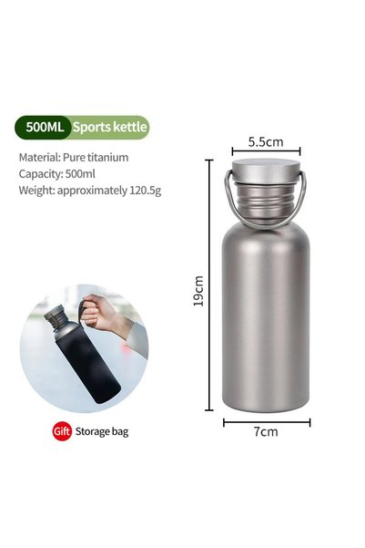 Choice 500ML 600ml 750ml Titanium Water Bottle Outdoor Camping Supplies Touri...