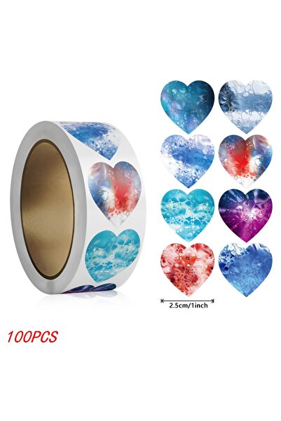Choice11 B-100pcs 50-500pcs 1inch Red Heart Stickers for Valentine's Day Baki...