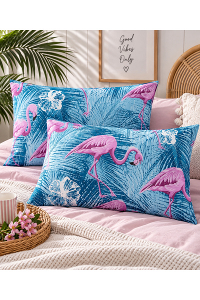 MyStory Home Patterned 2-Piece Pillow Case -Flamingo
