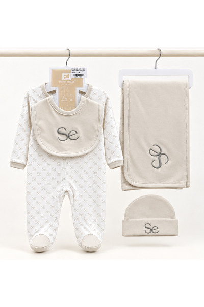 Baby Gift طقم مواليد 4 قطع كوفلة - حديث الولادة NB
