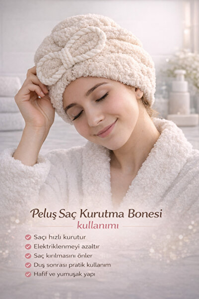 SEVRU Saç Kurutma Bonesi ,Kafa Havlusu ,Duş Bonesi Mikrofiber Kumaş 1 ADET