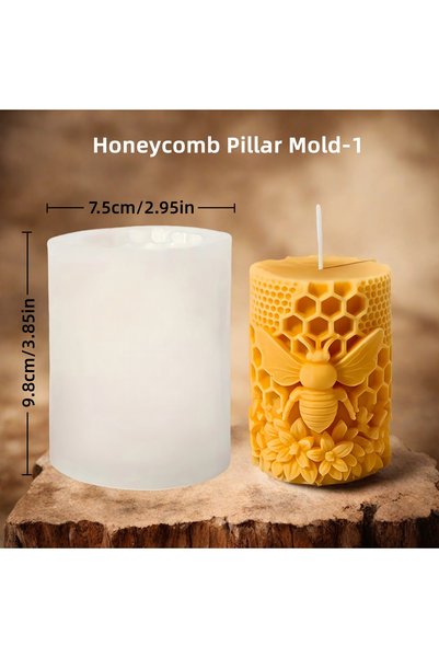 Choice4 Honeycomb Mold 1 3D Honeycomb Pillar Candle Silicone Mold DIY Embosse...