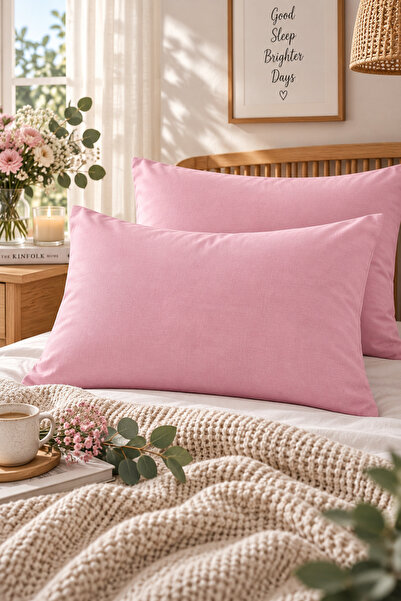MyStory Home Solid Color 2-Piece Pillowcase - Pink