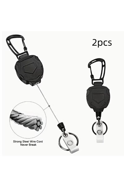 Choice Keychain 2pcs Retractable Cover Duty Pull Reel Carabiner Key Chains St...