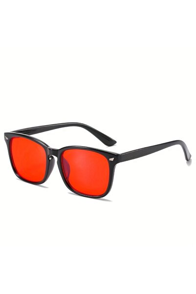 Choice1 Black Red Classic Red Lens Blue Light Blocking Glasses Square Men Bet...