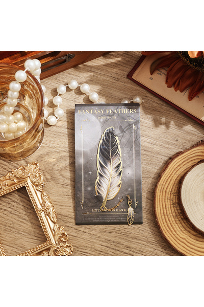 Choice Dark Night 1 pc Vintage Feather Bronzing Metal Bookmark With Metal Cha...