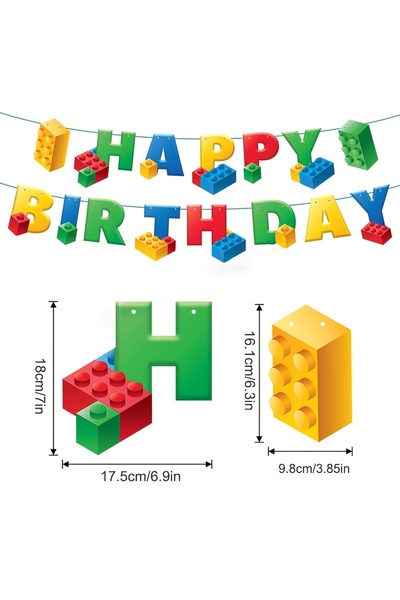 Choice A Building Block Number Balloons Block Paper Banner for Colorful Block...