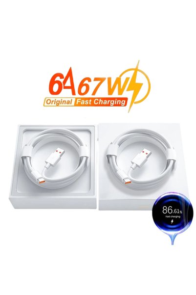 Choice كابل USB فائق السرعة PD3.0 67 وات 3 أمبير أبيض بطول 1 متر لهاتف Xiaomi...