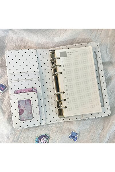 choice2 Shell-45 grid inner A6 Polka Dot Cloth Binder Notebook 6-Hole Loose L...