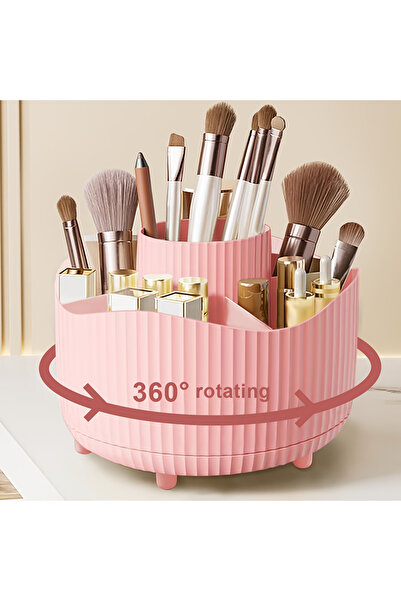 Choice14 Pink 360° Rotating Makeup Brush Holder 5 Slot Cosmetic Organizer for...