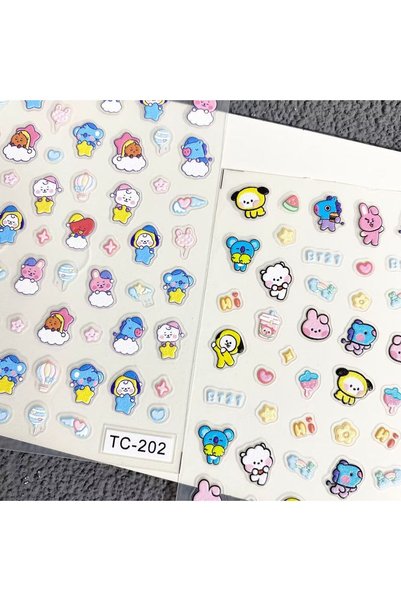 Choice BT21 2pcs BT21 Anime Merchandise Cartoon Cute Nail Art Embossed Sticke...