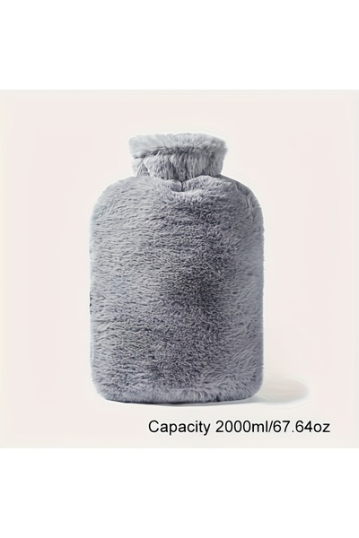 Choice1 grey-2000ml 1L/2L PVC Plush Hot Water Bottle – Leak-Proof Large-Capac...