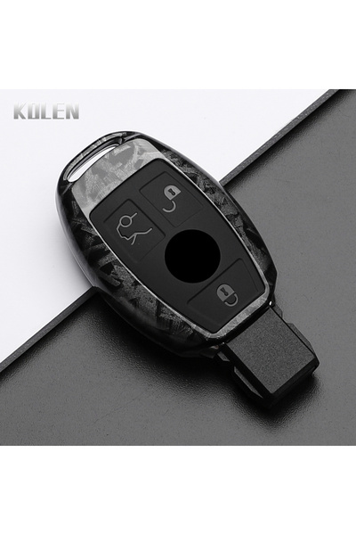 Choice6 غطاء مفتاح سيارة بثلاثة أزرار بتصميم ألياف الكربون ABS لسيارات مرسيدس...