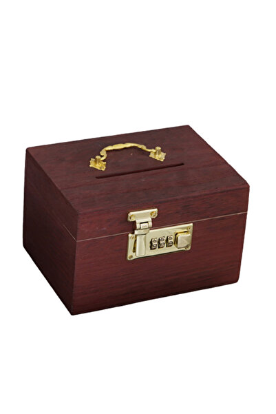 Choice Default Vintage Wood Treasure Money Bank Coin Bank with Lock Security ...
