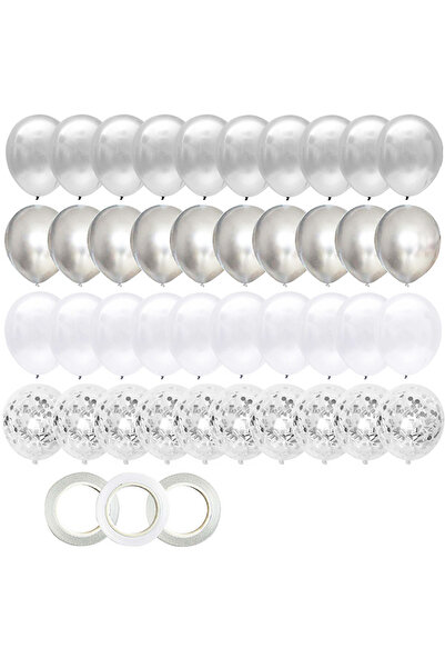 Choice O 12INCH HG9176 40pcs/set12inch Silver Confetti Latex Balloons Boys Gi...
