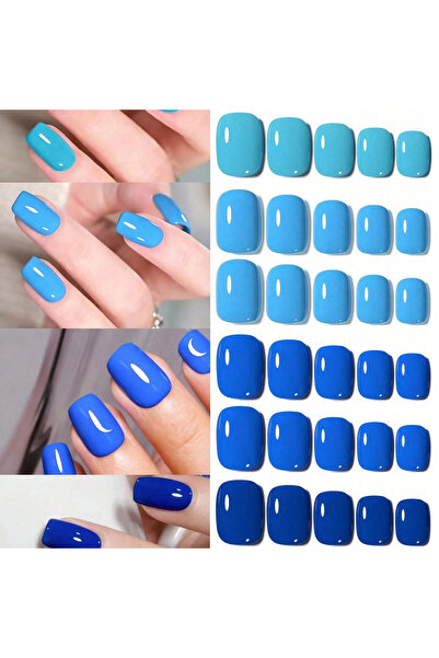 Choice8 Blue 96PCS-Matte Style Pressed Medium Square Solid Color Nail Acrylic...