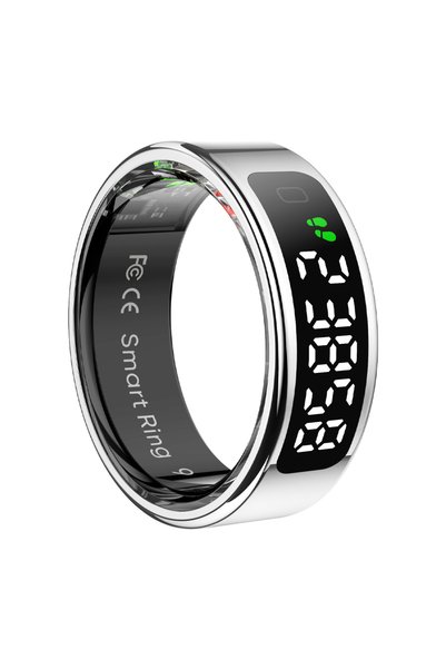 Choice14 خاتم كولمي 8 الفضي 2025، خاتم كولمي R12 الذكي بشاشة عرض تعمل باللمس،...