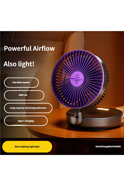 Choice1 5000mAh Grey 5000mAh Foldable Glow-in-the-Dark Fan Wall Mount Portabl...