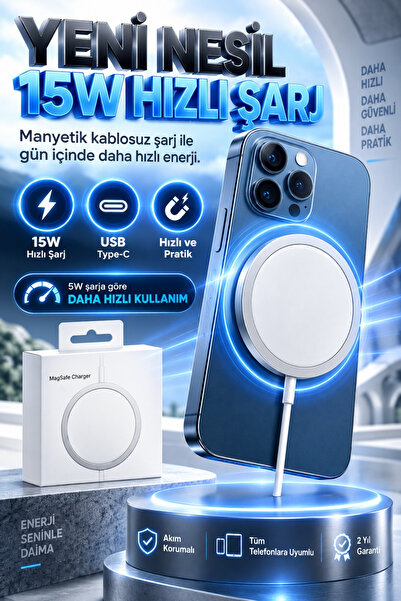 Noriyen MagSafe Şarj Aleti 15W Manyetik Kablosuz Hızlı Şarj Cihazı Wireless C...
