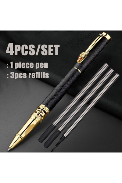 Choice 4pcs set black black 4pcs/set Elegant Golden Dragon Head Ballpoint Pen...