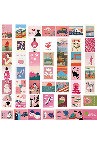Choice 50PCS 50PCS Vintage Pink Japanese Aesthetic Graffiti Stickers - Waterp...